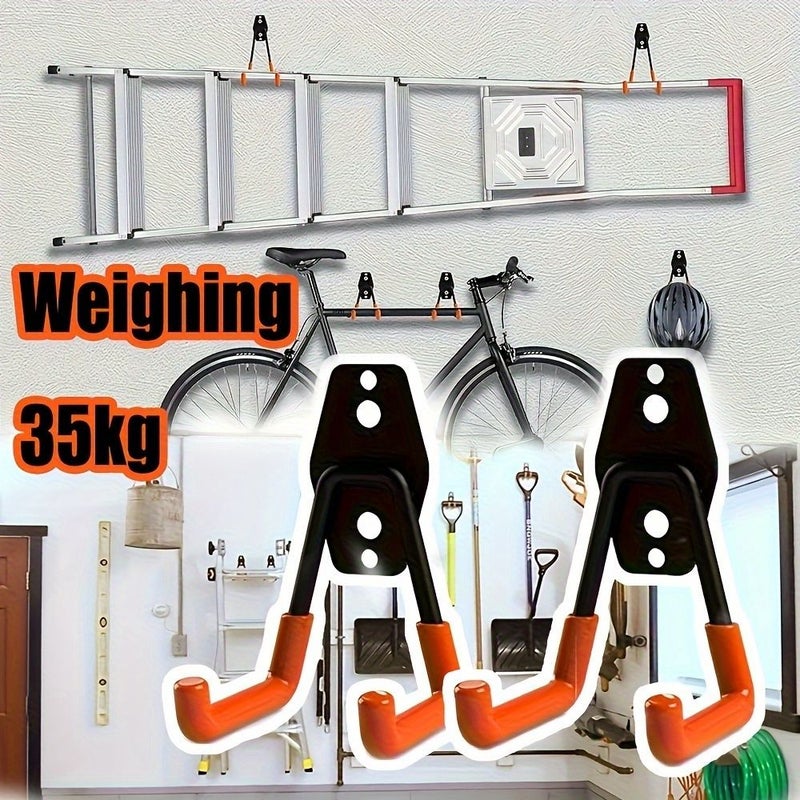 2 Heavy Duty Metal Tool Hooks Rust Resistant Garage Workshop Wall Mount Organizer - Image 3