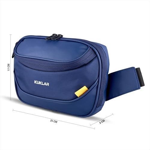KUKLAR Travel Waist Bag Money Organizer Waterproof Mobile Pouch with Multi-Compartments Portable Cosmetic & Passport Pouch for Men & Women(Blue) - Image 2