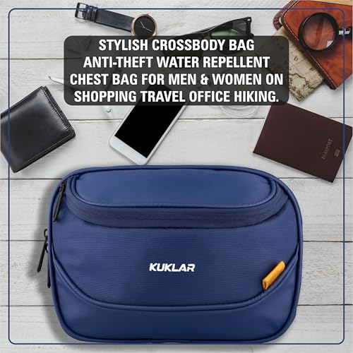 KUKLAR Travel Waist Bag Money Organizer Waterproof Mobile Pouch with Multi-Compartments Portable Cosmetic & Passport Pouch for Men & Women(Blue) - Image 5