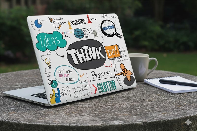 TYUSO Full Body Laptop Skins Sticker Laminated HD Quality Vinyl fits Upto 15.6 inches Waterproof, Fade-Resistant, Easy to Apply & Remove (Pack of 01) (Think) - Image 3