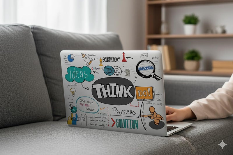 TYUSO Full Body Laptop Skins Sticker Laminated HD Quality Vinyl fits Upto 15.6 inches Waterproof, Fade-Resistant, Easy to Apply & Remove (Pack of 01) (Think) - Image 2