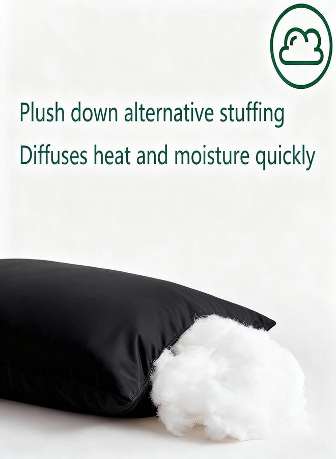 Gooeb Flat Ultra Thin Bed Pillows Standard/Queen Size Pillow Set of 2 Extra Soft Down Alternative for Stomach Back Sleeping Black - Image 4