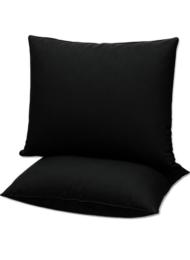 Gooeb Flat Ultra Thin Bed Pillows Standard/Queen Size Pillow Set of 2 Extra Soft Down Alternative for Stomach Back Sleeping Black - Image 1