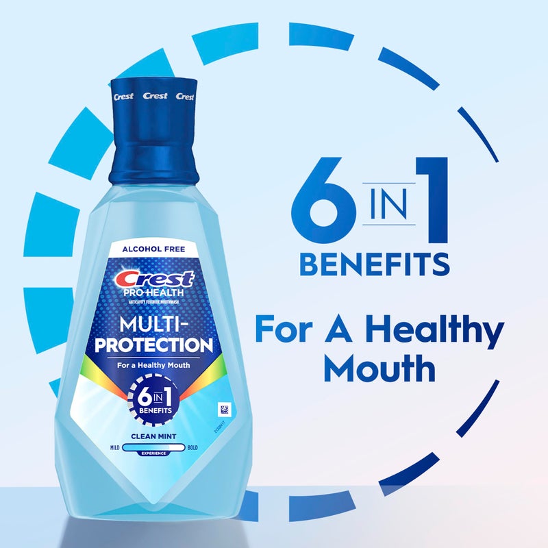 Crest Pro-Health Advanced Multi-Protection Mouthwash, Alcohol Free Mouthwash, Fresh Mint, 500 mL (16.9 Fl Oz), Pack of 4, Crest Mouthwash, Flouride Mouthwash - Image 4