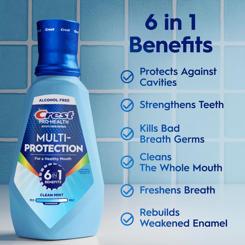 Crest Pro-Health Advanced Multi-Protection Mouthwash, Alcohol Free Mouthwash, Fresh Mint, 500 mL (16.9 Fl Oz), Pack of 4, Crest Mouthwash, Flouride Mouthwash - Image 3
