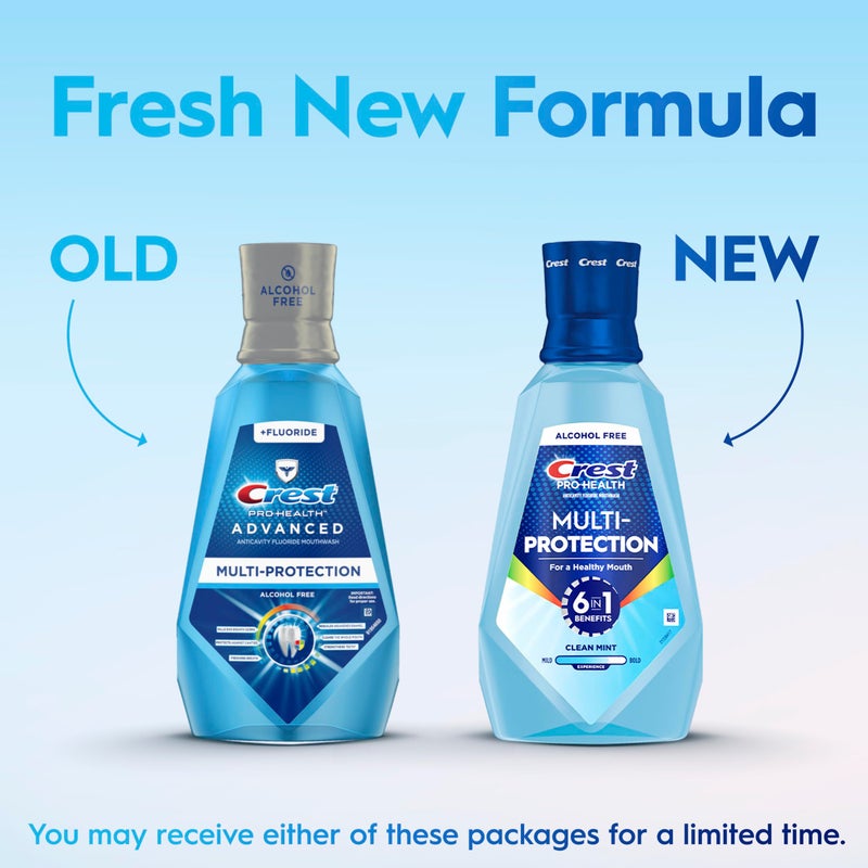 Crest Pro-Health Advanced Multi-Protection Mouthwash, Alcohol Free Mouthwash, Fresh Mint, 500 mL (16.9 Fl Oz), Pack of 4, Crest Mouthwash, Flouride Mouthwash - Image 2