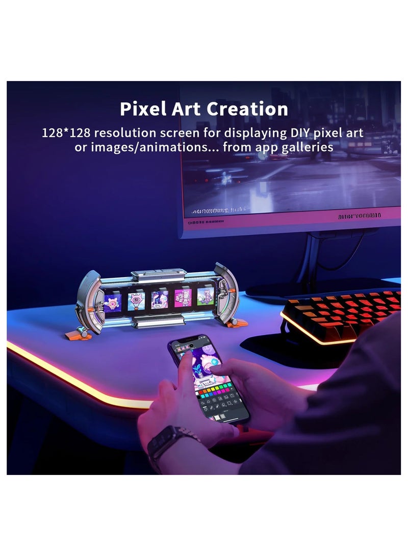 Divoom Times Gate Pixel Art Informative Display Digital Clock, Silver - Image 4