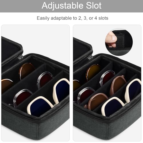 Bukere Travel Sunglasses Organizer Case, Adjustable Slot For Multiple Pairs, Portable Eyeglasses Storage Box for Men Women - Image 2