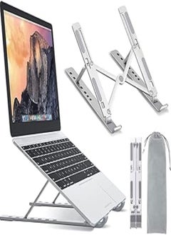 SKY-TOUCH حامل كمبيوتر محمول SKY-TOUCH للمكتب، حامل كمبيوتر محمول قابل للتعديل مصنوع من مادة ABS+سيليكون، حامل كمبيوتر محمول محمول قابل للطي، حامل تبريد جيد التهوية لأجهزة الكمبيوتر المحمولة MacBook Pro Air، Lenovo، Dell، HP، أجهزة الكمبيوتر المحمولة، الأجهزة اللوحية 