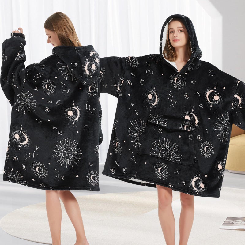 Fiosnow Sun and Moon Blanket Hoodies for Women and Men Adult Oversize Wearable Blanket Hoodies for Soft and Warm - Image 5