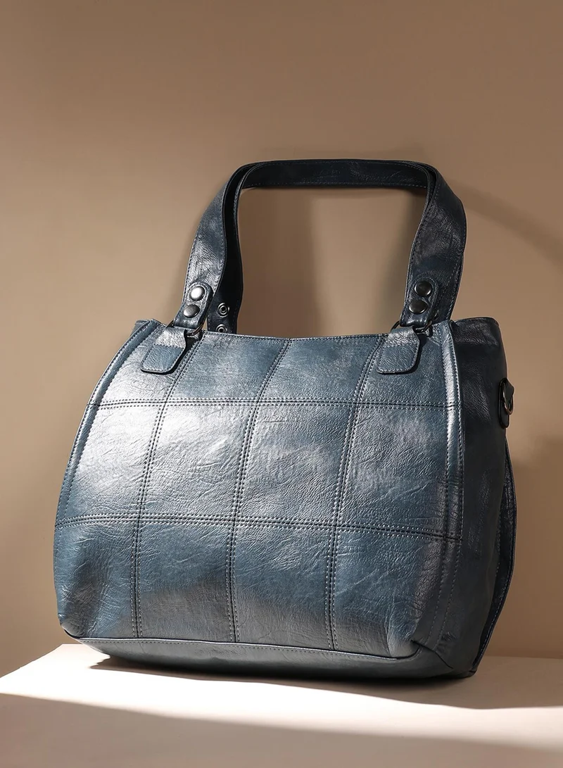 Haute Sauce Block Stitch Handbag - Indigo Blue
