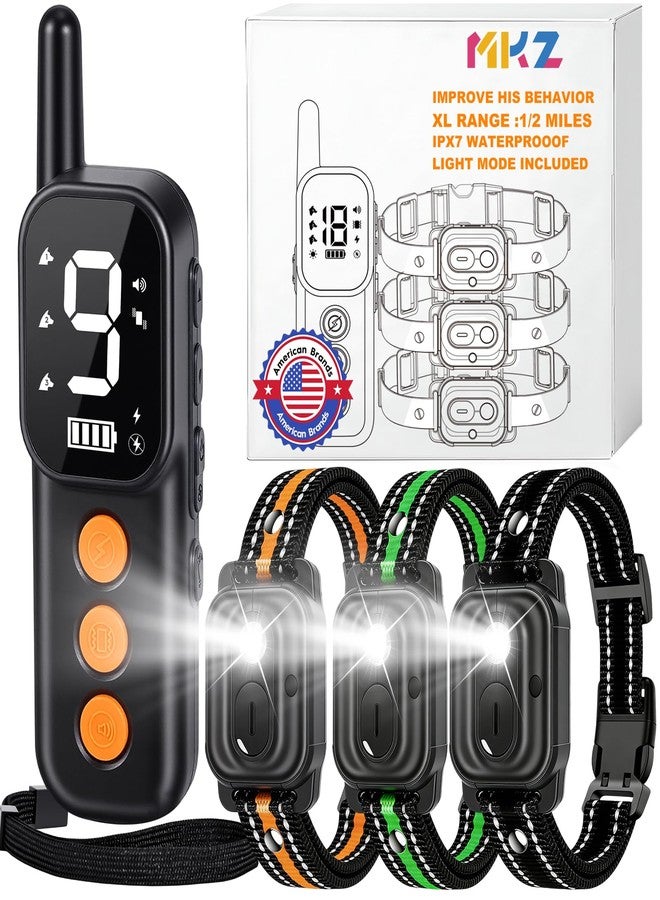 MKZ Dog Training Collar with Remote 3300FT for 3 Dogs, IPX7 Waterproof Rechargeable Training Collar with Beep, Vibration, Training Collar for Large Dogs, Small Dogs, Medium Dogs (10-120 lbs) - Image 1