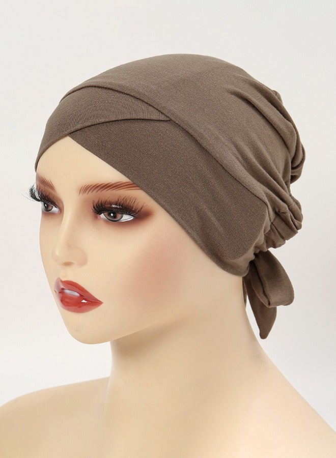 2PCS Muslim Turban Hat Inner Hijab Caps Islamic Underscarf Bonnet India Hats Female Headwrap Turbante Mujer  - Image 4