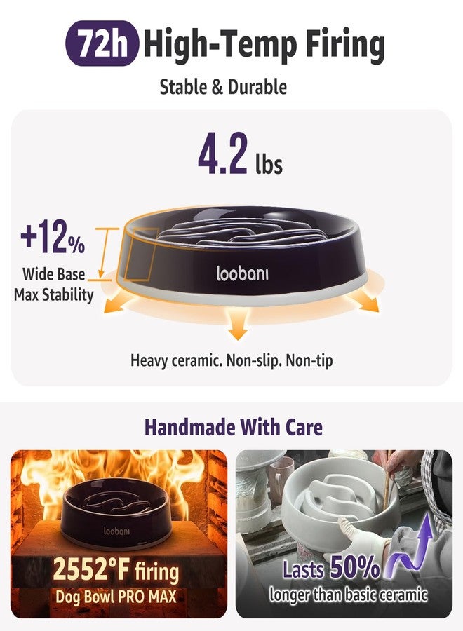 LOOBANI Ceramic Slow Feeder Dog Bowls - 4.5 Cups Slow Feeder Dog Bowls for Large Giant Dogs, Slow Feeding Easy-Grip Handles, Perfect for Fast Eaters Saint Bernards & Mastiffs (XL, Purple) - Image 3