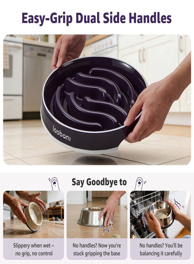 LOOBANI Ceramic Slow Feeder Dog Bowls - 4.5 Cups Slow Feeder Dog Bowls for Large Giant Dogs, Slow Feeding Easy-Grip Handles, Perfect for Fast Eaters Saint Bernards & Mastiffs (XL, Purple) - Image 5