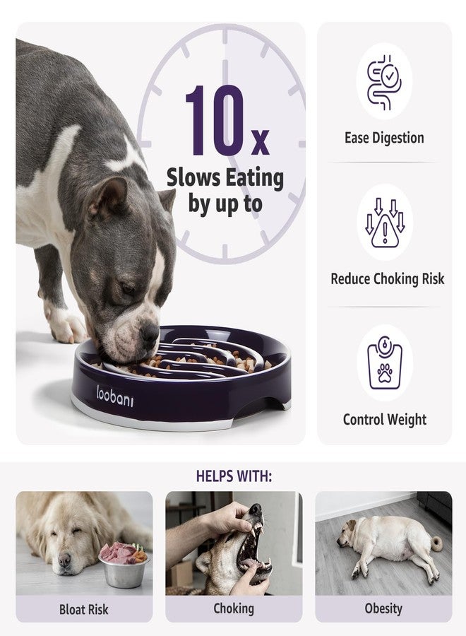 LOOBANI Ceramic Slow Feeder Dog Bowls - 4.5 Cups Slow Feeder Dog Bowls for Large Giant Dogs, Slow Feeding Easy-Grip Handles, Perfect for Fast Eaters Saint Bernards & Mastiffs (XL, Purple) - Image 4