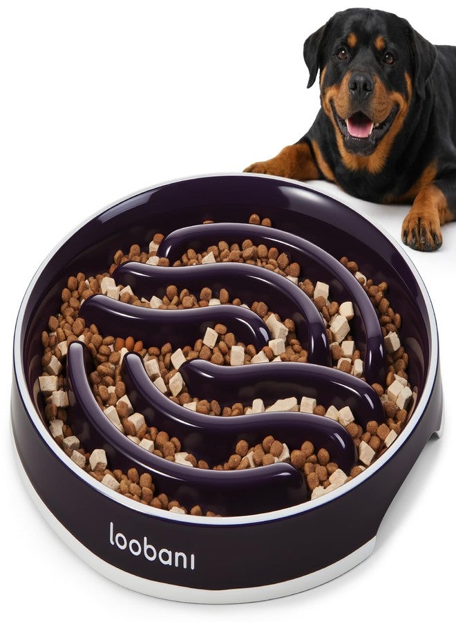 LOOBANI Ceramic Slow Feeder Dog Bowls - 4.5 Cups Slow Feeder Dog Bowls for Large Giant Dogs, Slow Feeding Easy-Grip Handles, Perfect for Fast Eaters Saint Bernards & Mastiffs (XL, Purple) - Image 1