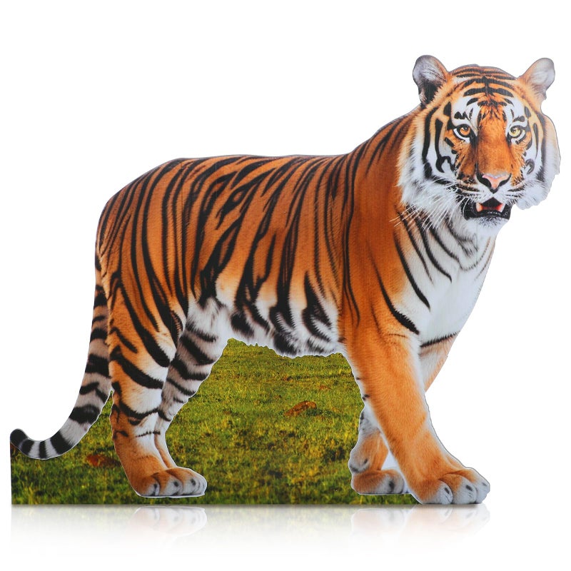 Geelin 4ft Tiger Cardboard Cutout Life Size Animal Stand up Safari Jungle Photo Booths Prop Cut Out for Zoo Safari Jungle Themed Tiger Birthday Party Decoration Supplies - Image 1