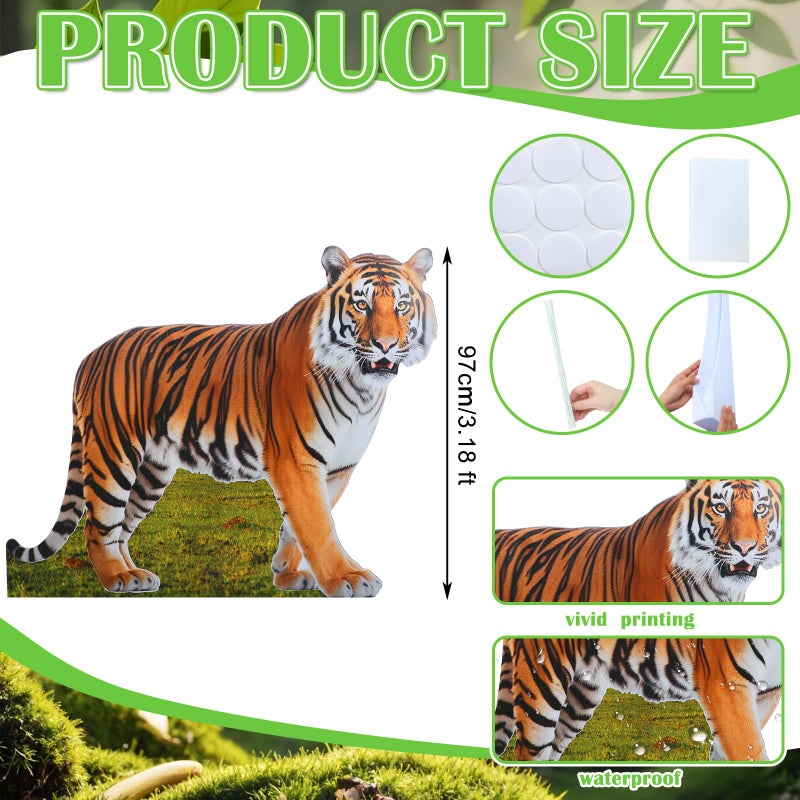 Geelin 4ft Tiger Cardboard Cutout Life Size Animal Stand up Safari Jungle Photo Booths Prop Cut Out for Zoo Safari Jungle Themed Tiger Birthday Party Decoration Supplies - Image 2