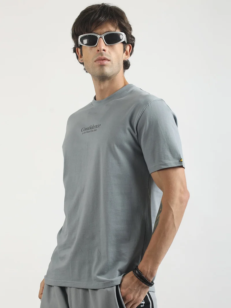 Maniac  Maniac Mens Printed Round Neck Half Sleeve Berly Green Cotton T-Shirt for Men | Best Price UAE