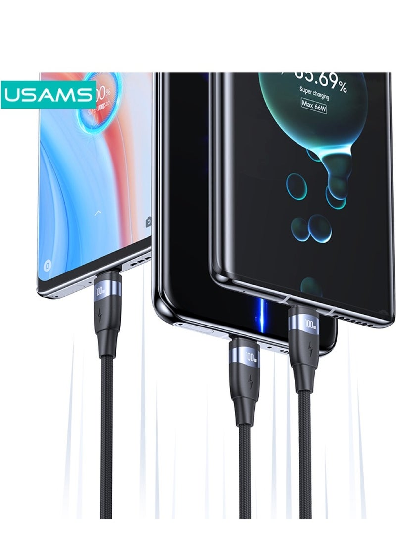 Usams - USB C Cable 1.2M,100W Power Delivery PD Fast charge Cable USB C to USB C for iPhone 16 Pro/16 Pro Max/16/16 Plus, iPad Pro/mini 6, MacBook Pro/Air, Samsung S24 Ultra, Huawei P60, etc - Image 1