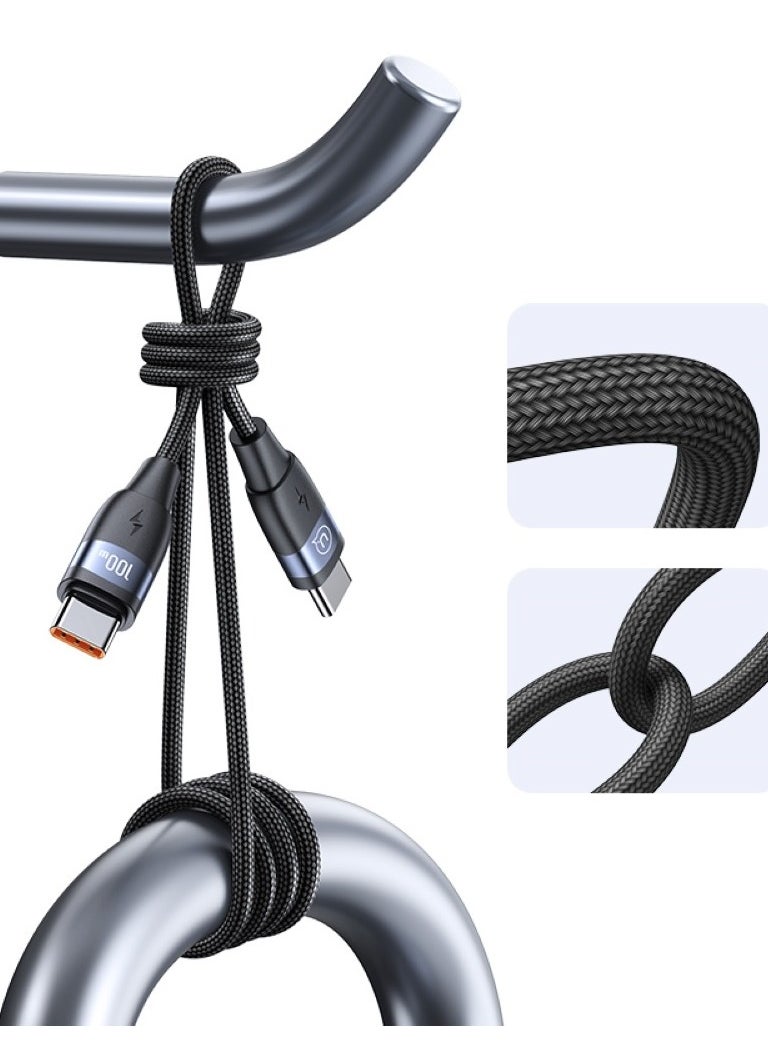 Usams - USB C Cable 1.2M,100W Power Delivery PD Fast charge Cable USB C to USB C for iPhone 16 Pro/16 Pro Max/16/16 Plus, iPad Pro/mini 6, MacBook Pro/Air, Samsung S24 Ultra, Huawei P60, etc - Image 1