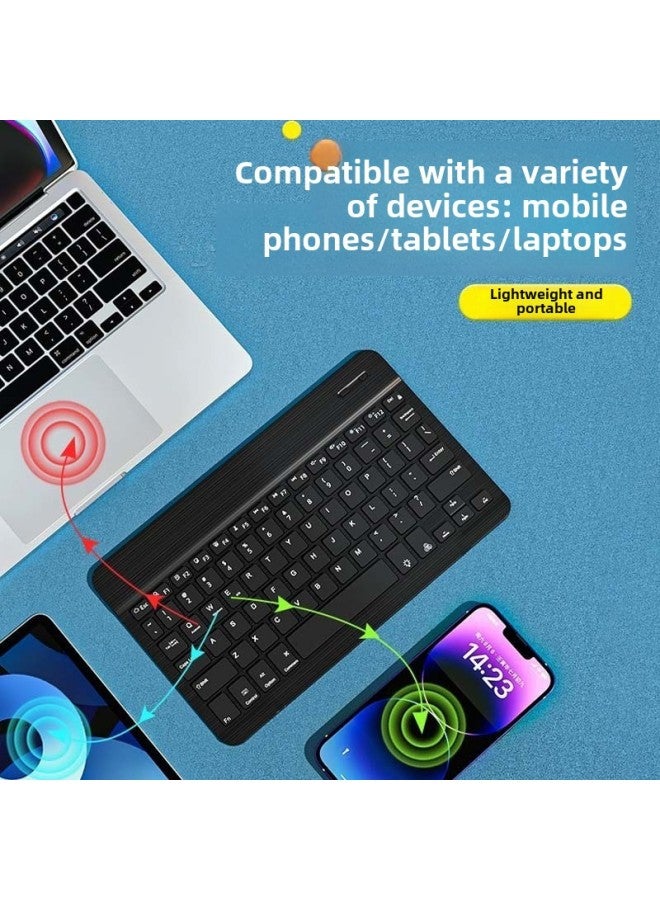 لوحة مفاتيح بلوتوث لأجهزة iPad والهواتف المحمولة والكمبيوتر اللوحي والكمبيوتر المحمول والمكتب المحمولة ذات القيمة اللونية العالية ولوحة المفاتيح اللاسلكية والماوس - اللون: لوحة مفاتيح بلوتوث 10 بوصة + حامل للهاتف المحمول - نوع المنتج: Qingshan dai (مع كابل بيانات) - Image 1