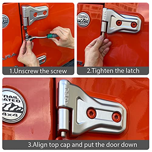 Bentolin for Jeep Door Hinge Pin Bolts Stainless Steel Door Pin Guides Compatible with 1997-2022 Jeep Wrangler JK JKU JL JLU TJ - 8 Pcs - Image 4