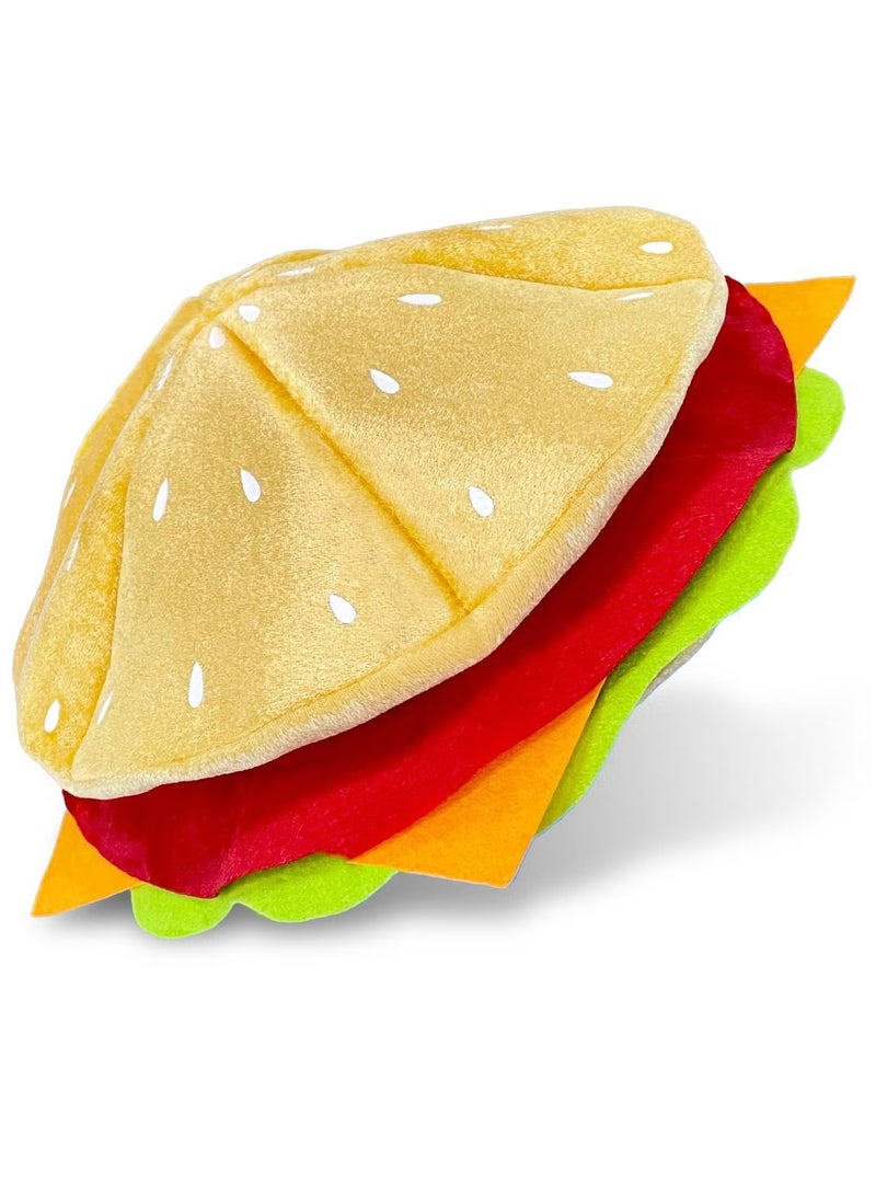 Ailily Funny Hamburger Hat, Cheeseburger Headwear Fun Fast Food Party Costume Supplies Halloween Crazy Role Play Hat Dress Up Hats for Adult Teens - Image 4