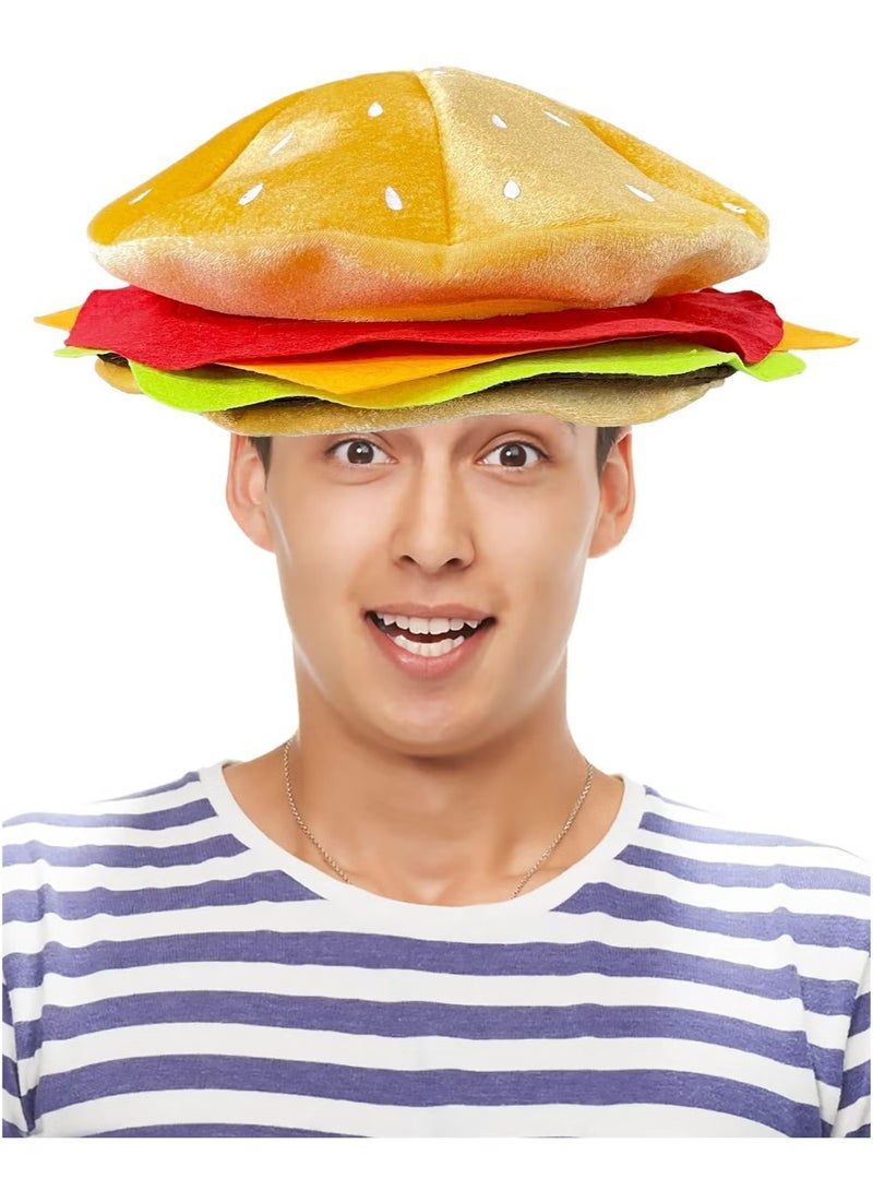 Ailily Funny Hamburger Hat, Cheeseburger Headwear Fun Fast Food Party Costume Supplies Halloween Crazy Role Play Hat Dress Up Hats for Adult Teens - Image 1