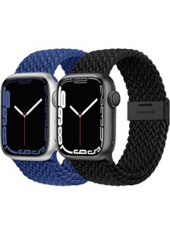 Lerobo 2 Pack Elastic Nylon Compatible with Apple Watch Band 44mm 45mm 42mm Series 3/ 49mm Women Men,Stretchy Braided Solo Loop Strap Accessories for iWatch Ultra Series 10 46mm/9/8/7/6/5/4/3/SE/2/1  - Image 1