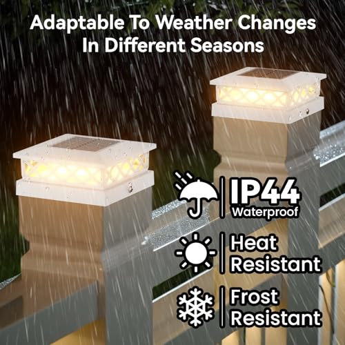 TopVelo 6 Packs Solar Post Cap Lights for Fence and Deck – Auto On/Off Outdoor Lighting, 2 Color Modes with 16 LEDs, Fits 4x4 5x5 6x6 Posts (White) - Image 5