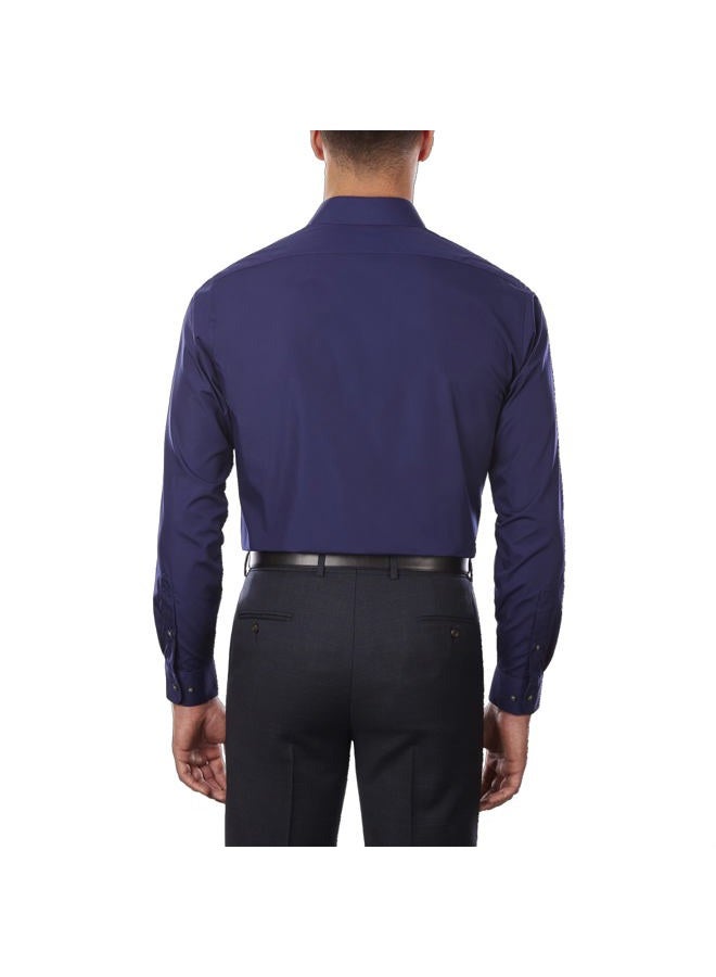 Van Heusen قميص رجالي من البوبلين بقصة عادية ياقة مدببة، اللون: أزرق فارسي، الحجم: 14.5 محيط العنق 32-33 طول الأكمام S - Image 2
