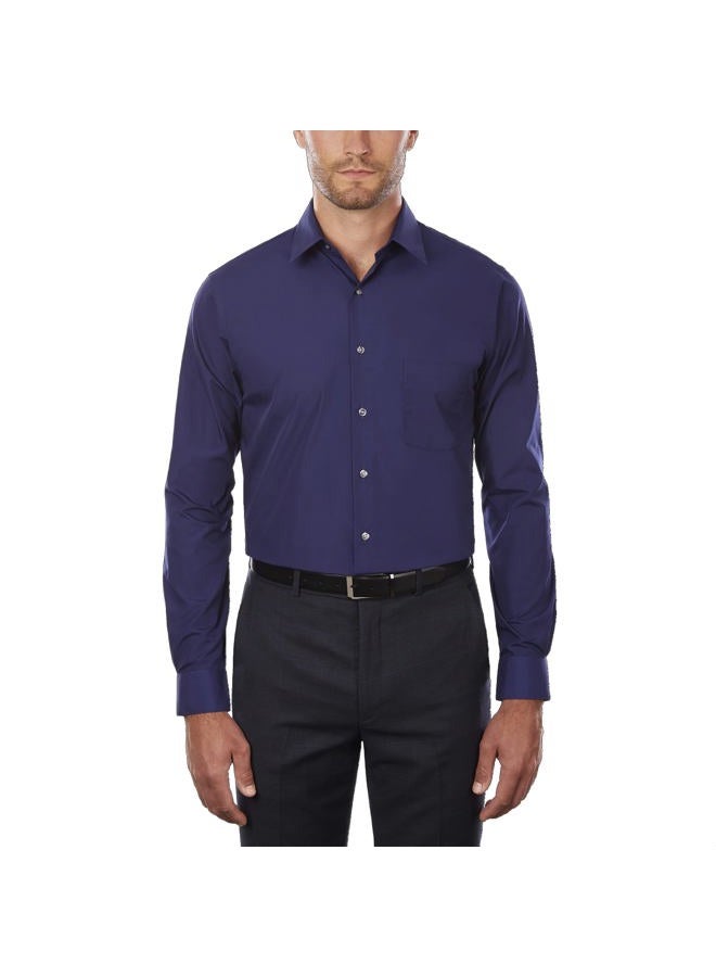 Van Heusen قميص رجالي من البوبلين بقصة عادية ياقة مدببة، اللون: أزرق فارسي، الحجم: 14.5 محيط العنق 32-33 طول الأكمام S - Image 1