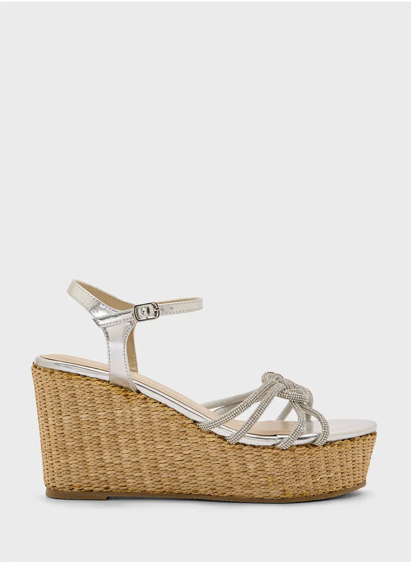 Truffle Ankle Strap Multi Strap Knotted High Wedge Sandal
