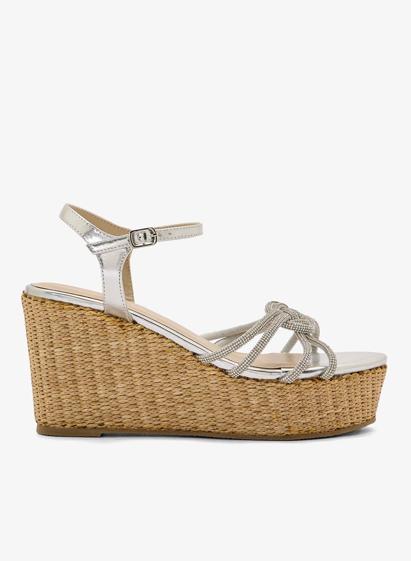 Truffle Ankle Strap Multi Strap Knotted High Wedge Sandal - Image 1