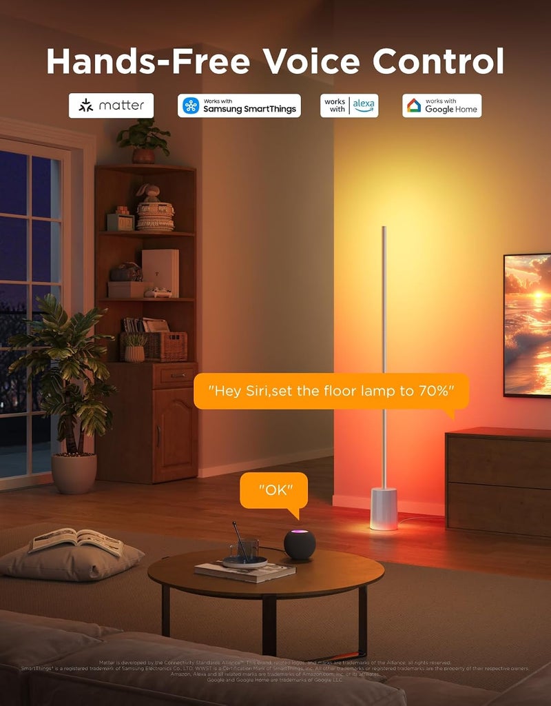 Govee Floor Lamp 2 with Matter, RGBIC Warm White Colorful Lights, Alexa Control, Google Assistant and Apple HomeKit - Image 4