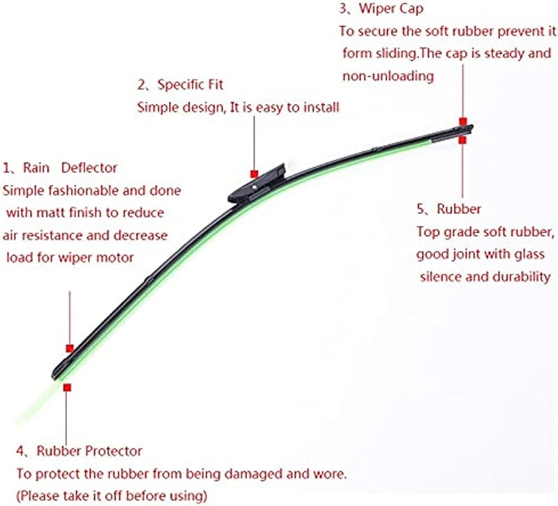 QASULER Windshield Wipers for Smart Fortwo 2014-2017 - Image 3