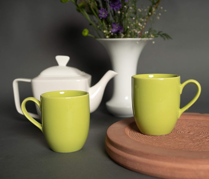 DANKOTUWA, world-class tableware Dankotuwa Fine Porcelain Glazed Tea Coffee Mugs Set of 2 | Scratch Resistant | Hard Chip Resistant | Dishwasher and Microwave Safe (350 ml) Green - Image 3