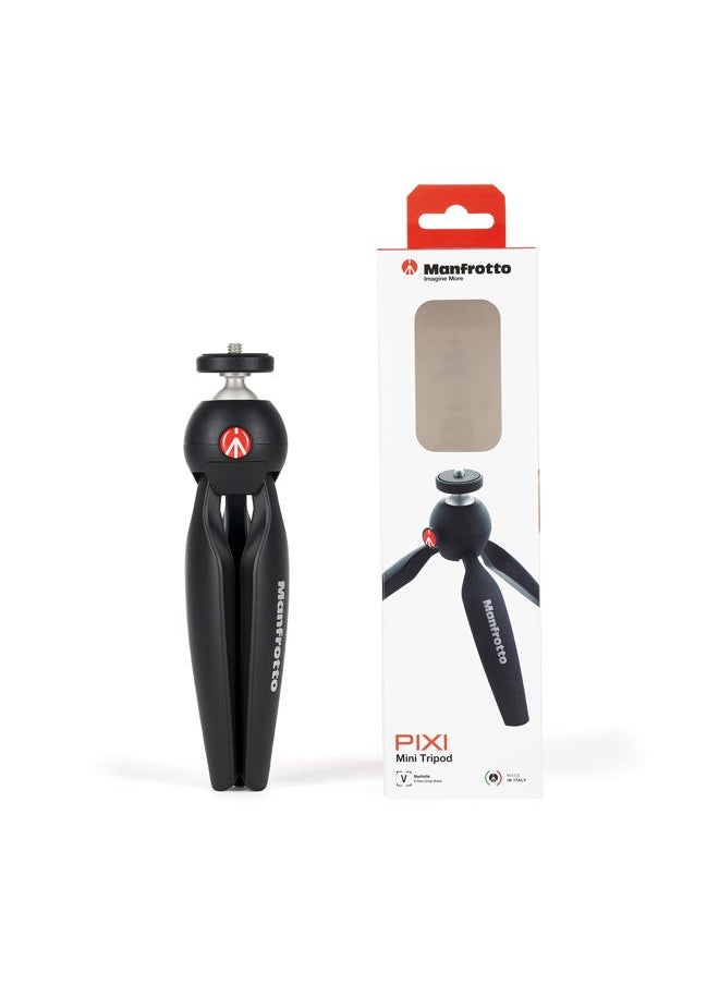 Manfrotto MTPIXIMII-B, PIXI Mini Tripod with Handgrip for Compact System Cameras, for DSLR, Mirrorless, Video, Made in Italy, Technopolymer and Aluminum, Black  - Image 2