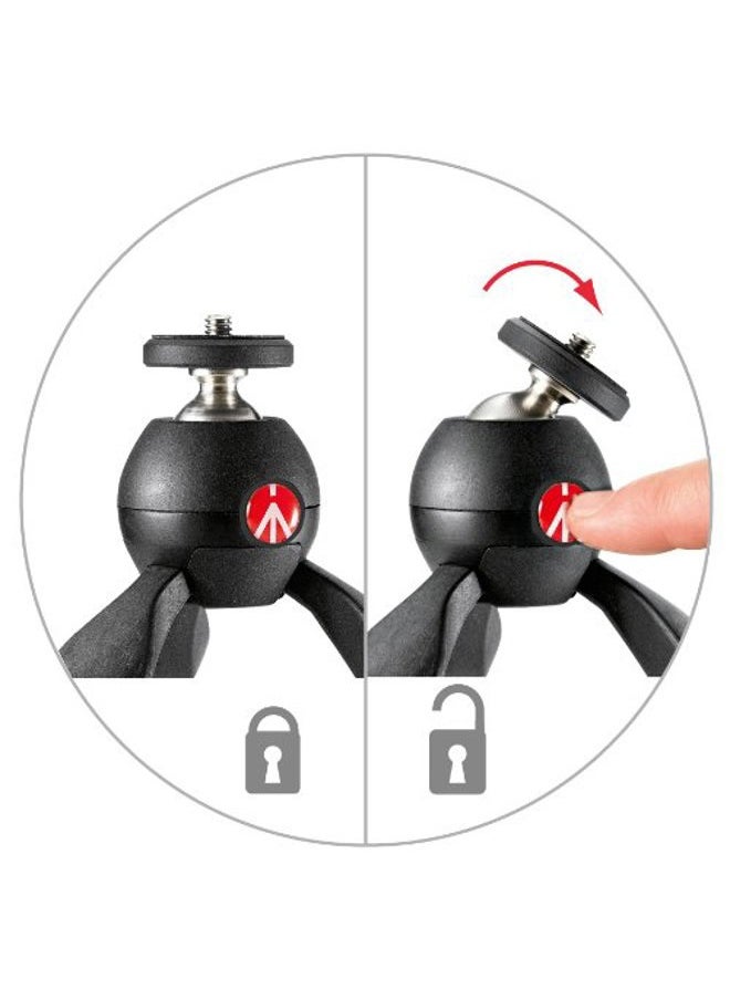 Manfrotto MTPIXIMII-B, PIXI Mini Tripod with Handgrip for Compact System Cameras, for DSLR, Mirrorless, Video, Made in Italy, Technopolymer and Aluminum, Black  - Image 4