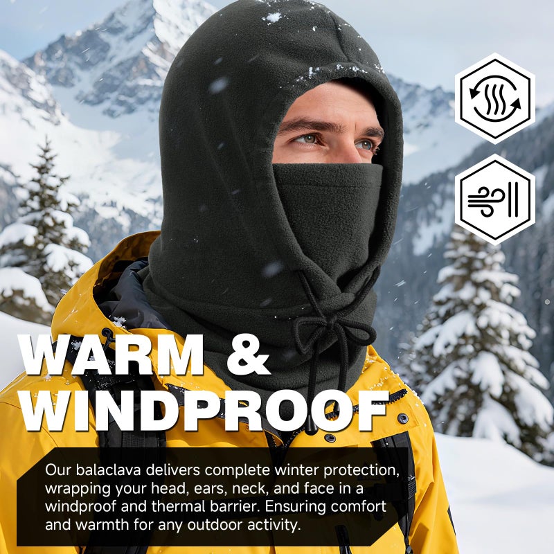 Bessteven Winter Balaclava Ski Face Mask: Men Women Windproof Warm Balaclava Hood Hat Thermal Face Cover Neck Head Warmer Polar Fleece Scarf for Cold Weather Running Hiking Commuting Driving Grey - Image 3