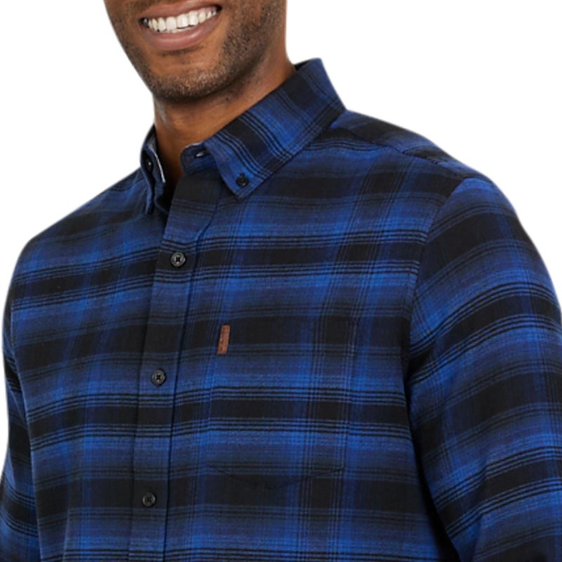 Chaps Men's Classic Fit Long Sleeve Button Down Stretch Flannel Casual Woven Shirt, Royal Blue, X-Large - Image 2