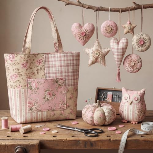 Tudomro 100 Pcs Dusty Pink Floral Fabric Squares 10 x 10 Inch Cotton Vintage Rose Cottagecore Fabric Bundles Chic Spring Fat Quarters Precut Quilting Patchwork Material for Sewing Quilting DIY Craft - Image 3