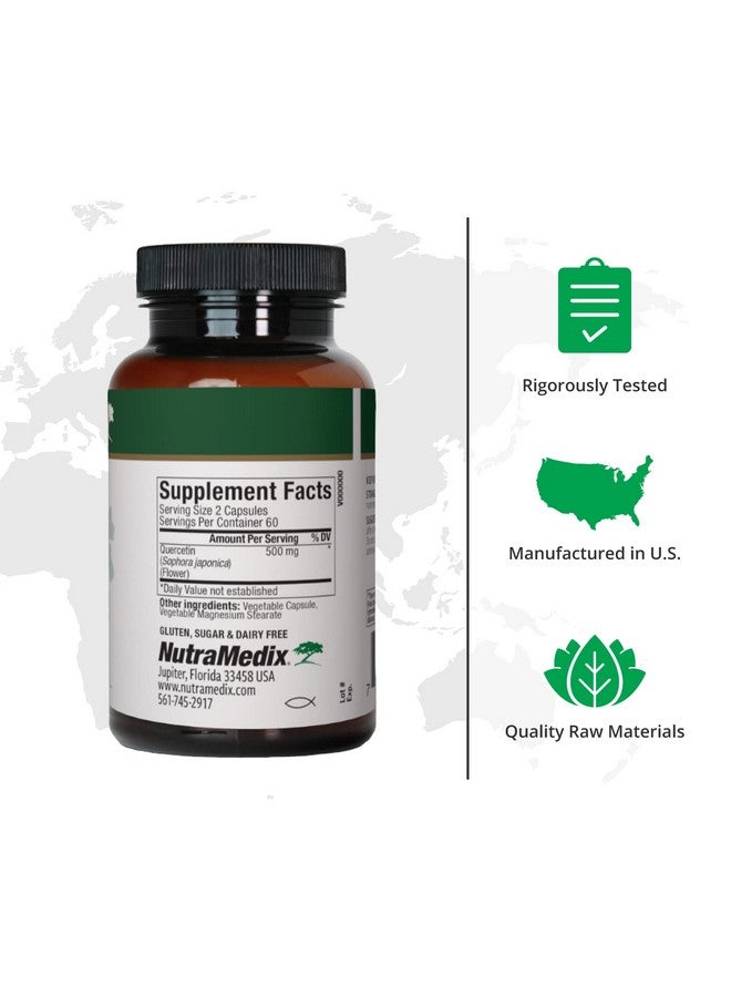 Nutramedix كويرسيتين من زهرة السوفورا اليابانية مكمل دعم المناعة للتخلص من السموم استجابة التهابية والإنزيمات يساعد في امتصاص الزنك وفيتامين C (120 كبسولة) - Image 5