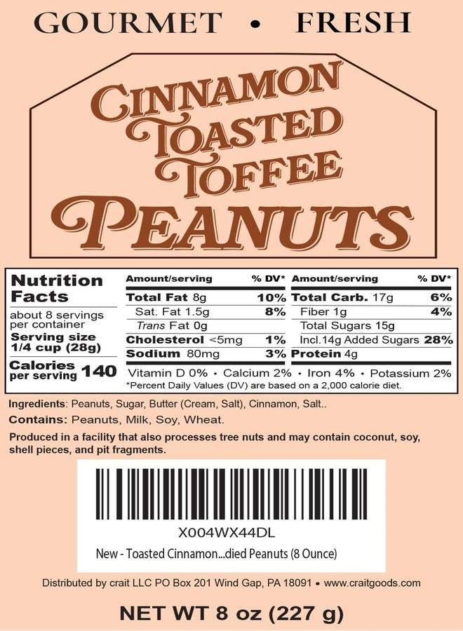 crait Cinnamon Toasted Butter Toffee Peanuts, Cinnamon Coated Butter Toffee Peanuts, Sweet and Crunchy Snack Resealable 8 Ounce - Image 3