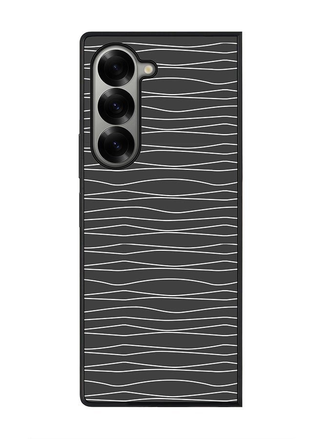 Stylizedd Rugged Black edge case for Samsung Galaxy Z Fold6, Slim fit Soft Case Flexible Rubber Edges Anti Drop TPU Gel Thin Cover -  Squiggly Lines - Image 1