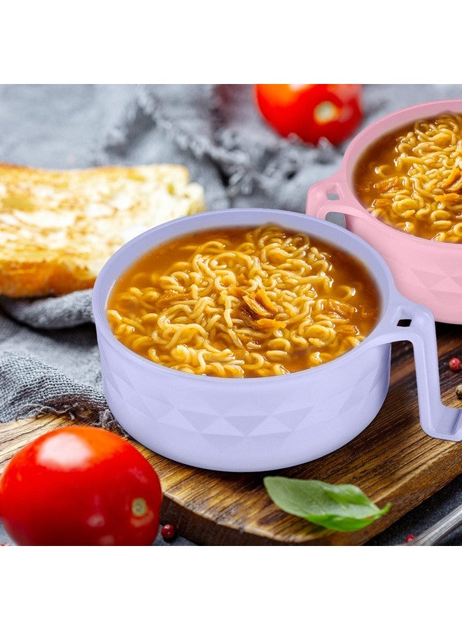 Romooa 2 Sets Microwave Ramen Cooker Bowl Set 33 oz Quick Ramen Cooker with Handles Ramen Noodle Cooker with Spoon Chopsticks Fork College Dorm Room Apartment Essentials(Pink, Purple) - Image 5