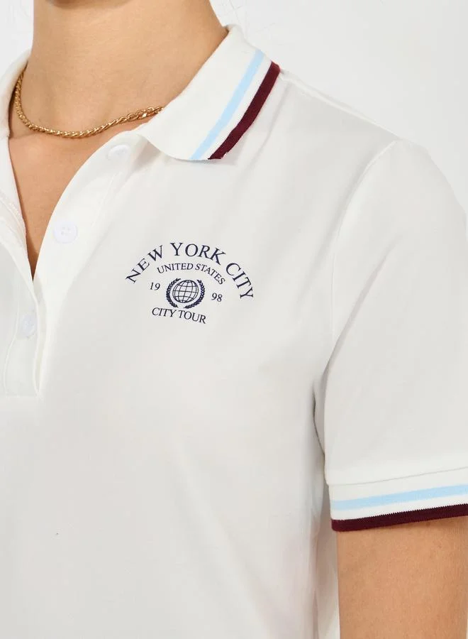 Styli Regular Fit Rib Collar Tipping Polo T-Shirt