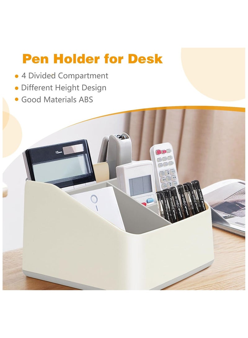 TV Remote Control Holder Organizer Box with 4 Compartments Remote Caddy Tray Table Desk Desktop Storage Organizer for Media Player，Makeup Brush,Pencil,Glassees，Office Supplies  - Image 1
